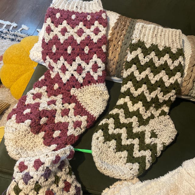 A customer's finished Granny All the Way Stocking Collection Crochet Pattern