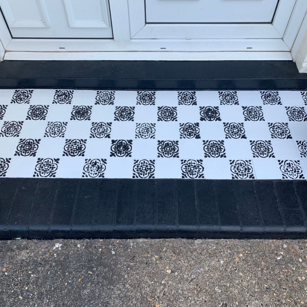 Basque Floor Tile Stencil, Revamp Tiles, Patio Slabs and Floors With ...