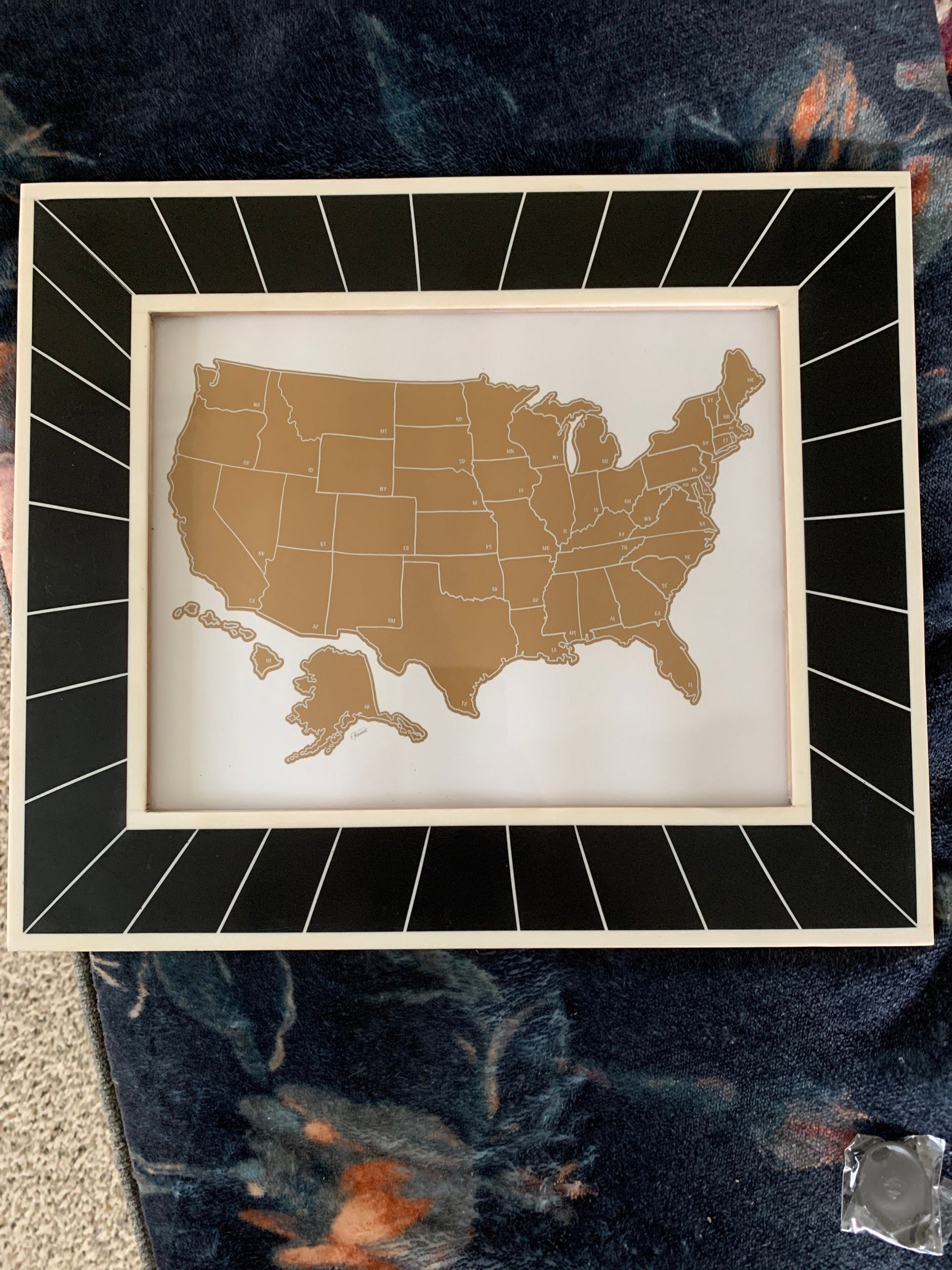 Desk Size Scratch Your Travels State Flowers USA Map | Small Scratch Off Map | Travel United States Map Gift |  Present Birthday