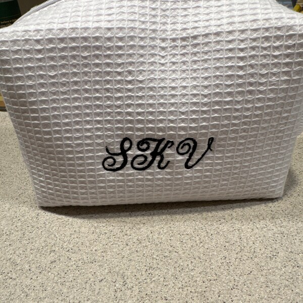 Personalized Waffle Weave Toiletry Bag: Monogrammed Travel Cosmetic Bag ...