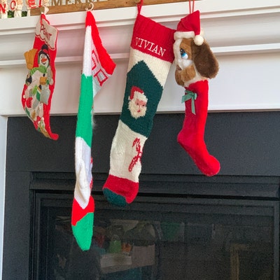Christmas Stockings Personalized, Knit Wool Santa Stocking, Bernat ...