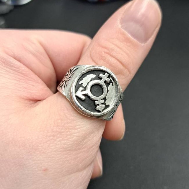 Scrollwork Pentacle Ring Pagan Wicca .925 Sterling Silver by