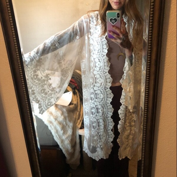 Ready to Ship, Boho Lace Kimono Robe, Luxury Brides Lace Robe, Lace ...