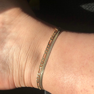 6MM 18k Gold Filled Figaro Anklet \u2022Layering Gold Anklet\u202218K Gold Filled Chain\u2022 Figaro Anklet\u2022 Figaro Chain \u2022 Everyday Anklet \u2022 Body Jewelry