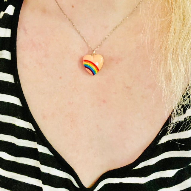 Vintage Rainbow Heart Necklace - Etsy