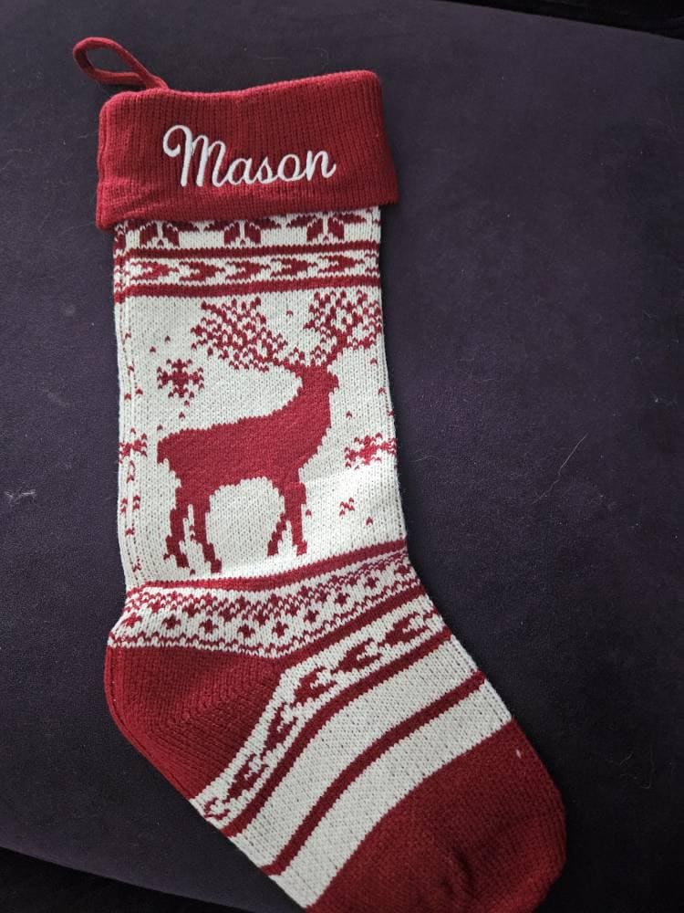 Christmas Stockings Knit Holiday Décor stocking Christmas Décor Personalized Dog Stocking custom stockings Farmhouse Christmas Holiday red