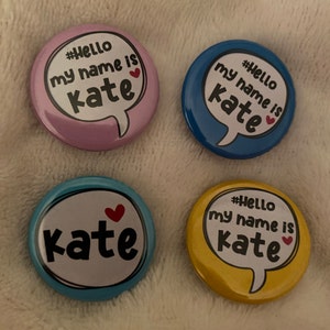 Personalized Name Button Badge Pin: #hello My Name Is Custom