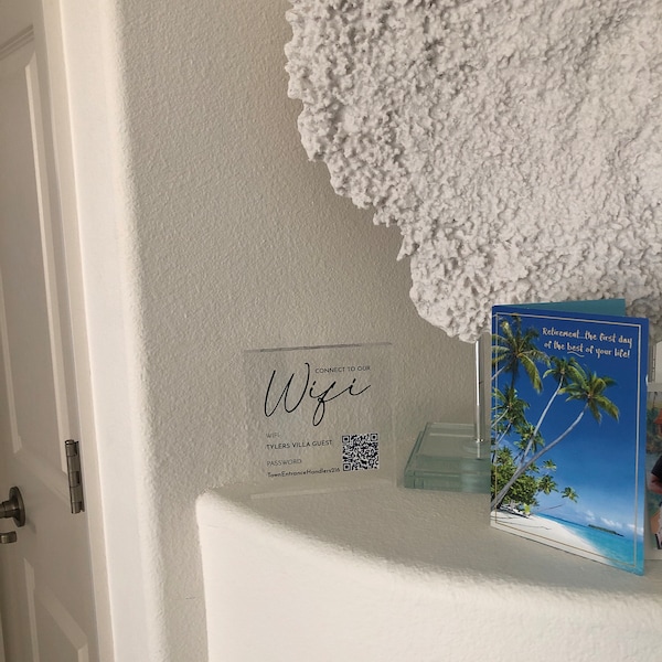 Wifi Acrylic Block Plaque With Password Info and QR Code Office Cafe ...