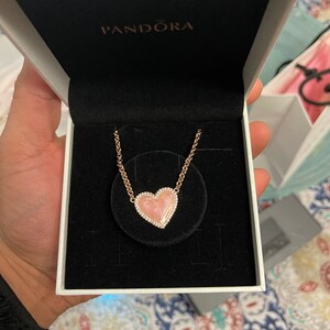 Gold Pink Swirl Heart Collier Necklace 