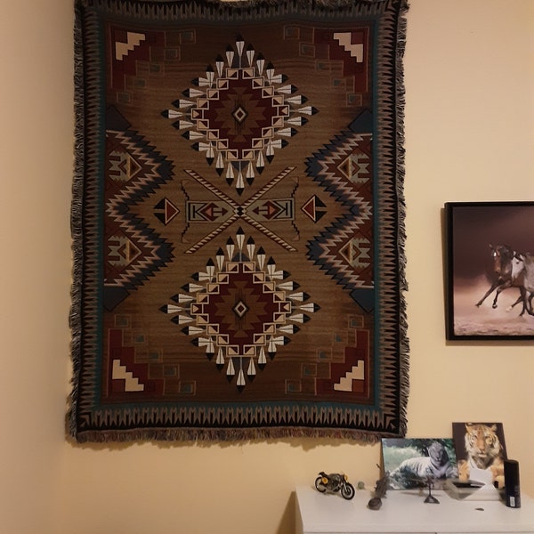 Brazos Southwest Woven Tapestry Blanket, Native American Inspired ...