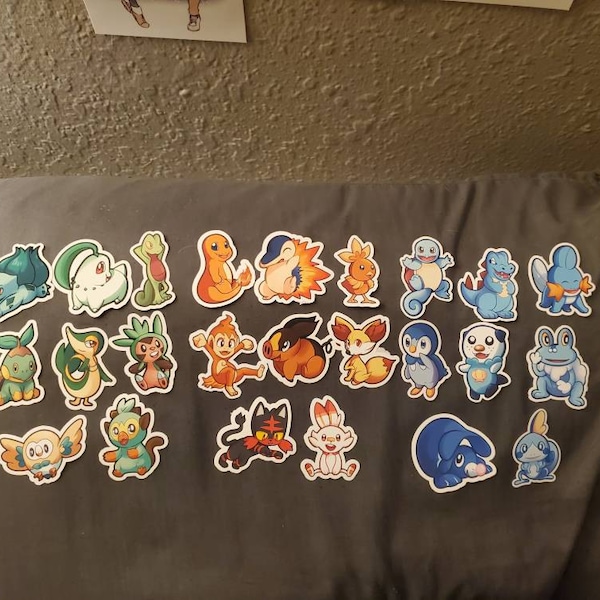 Grass Starter Pokemon Stickers, Die Cut, Vinyl Stickers, Cute Grass ...