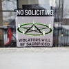 No Soliciting Sign Window Cling Goth (violators Will Be Sacrificed ...