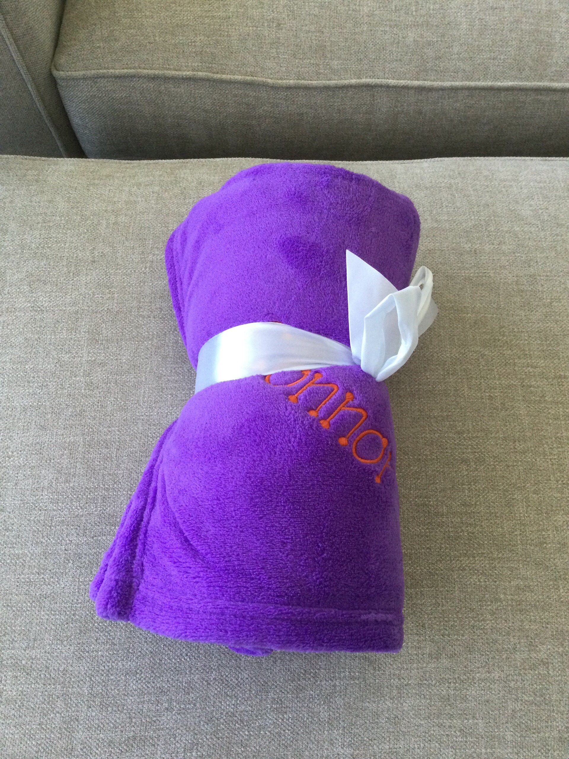 Monogrammed Plush Fleece Blanket Throw - Several Colors - Personalized Customized Gift Embroidered