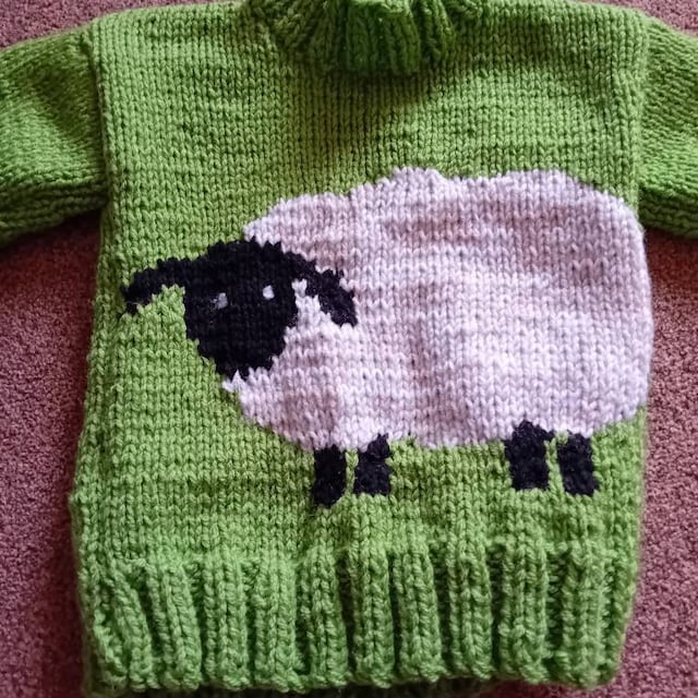 Childrens Sheep Sweater Knitting Pattern Pdf Chenille Lamb Jumper