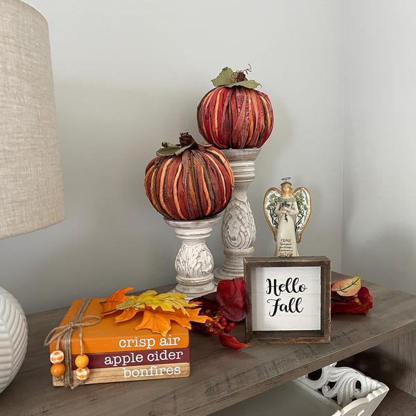 Fall Book Stack, Wooden Books, Fall Decor, Autumn Books, Farmhouse ...