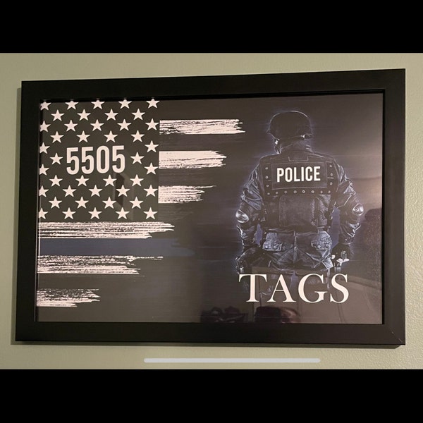 Police Officer Canvas Wall Art, Vintage Wooden Background, Patriotic ...