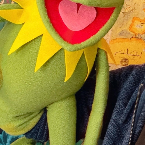 Kermit Rods Handmade Kermit the Frog Replica Puppet, Fleece Muppet With Arm Rods - Etsy