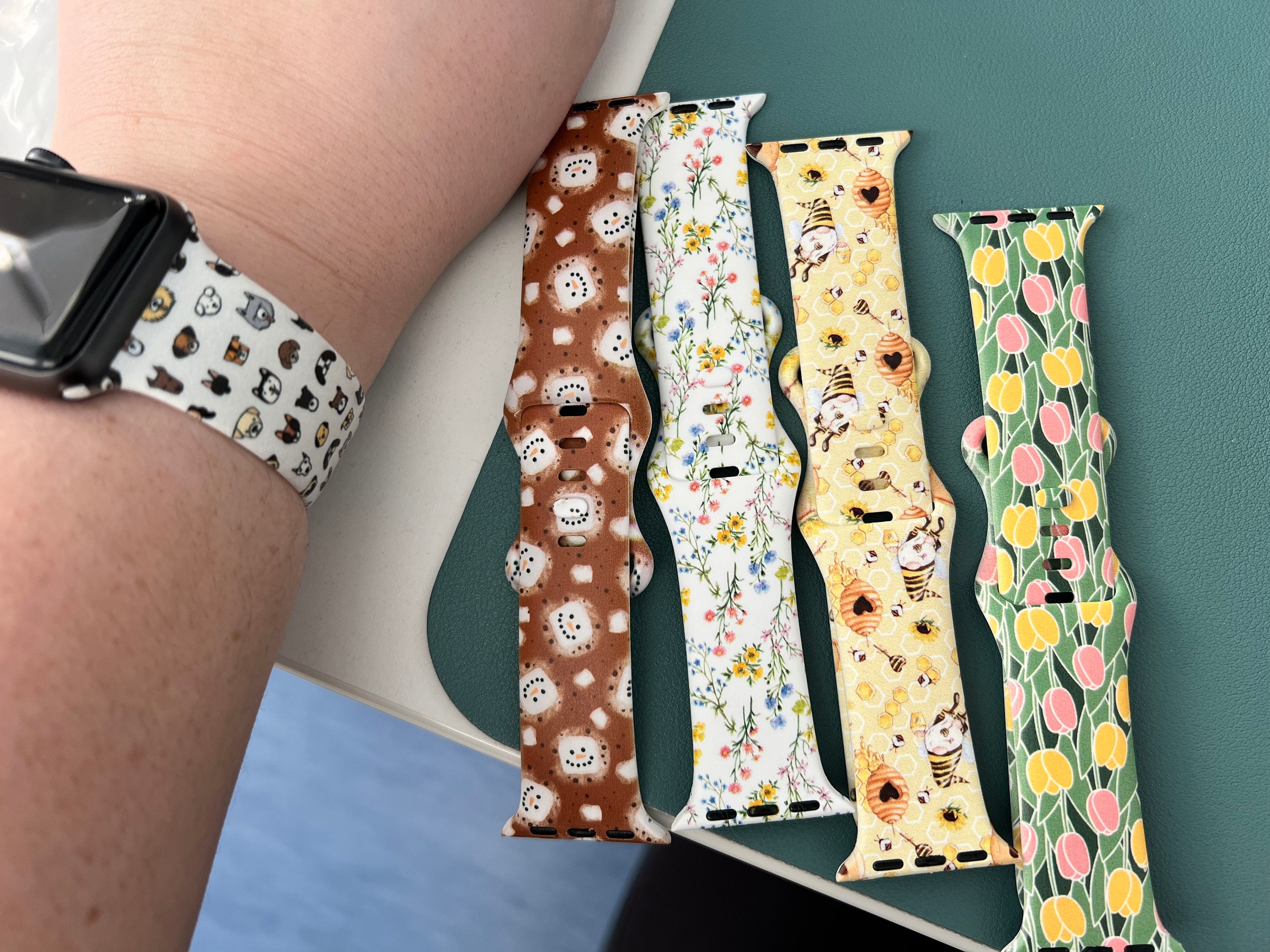 Small Spring Flowers Silicone Watch Band compatible with Apple Watch Fitbit Samsung Garmin