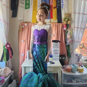 AODOKAT Costume da Sirenetta per Bambina, Sirena Principessa Vestito Costume con Parrucca, Vestiti Sirenetta Costumi per Halloween, Natale, Carnevale