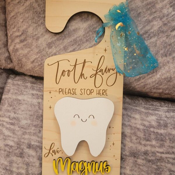 Custom Tooth Fairy Door Hanger - Personalized Wooden Tooth Fairy Sign ...