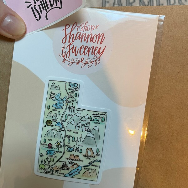 Utah Map Sticker +free Shipping- Utah Illustration, Utah Watercolor ...