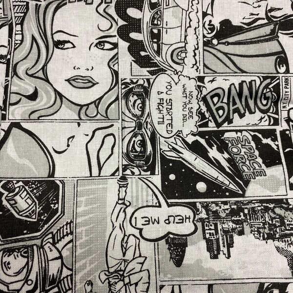 Comic Print Fabric Cotton by the Yard - Etsy