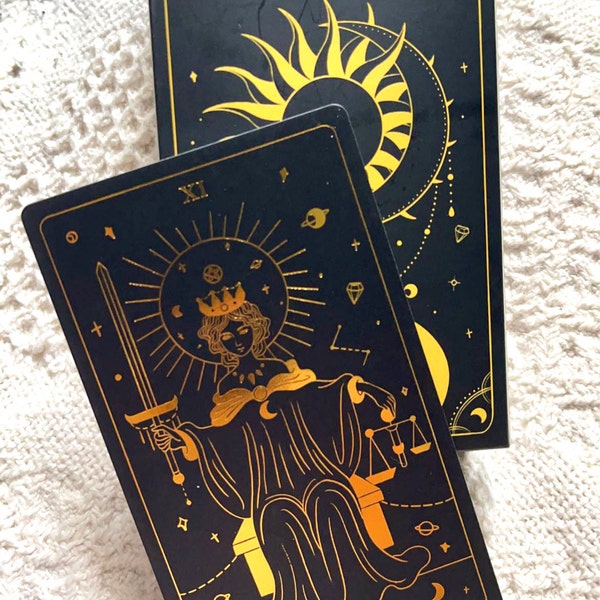 Black Tarot Deck With Downloadable Guide Book - 78 Tarot Cards - Black ...