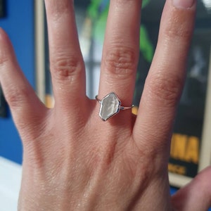 Customer photo from Rebecca, Large Raw Herkimer Diamond Ring in Yellow Gold