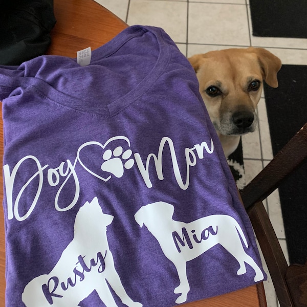 Custom Embroidered Sweatshirt, Dog Mom With Name For Dog Lovers