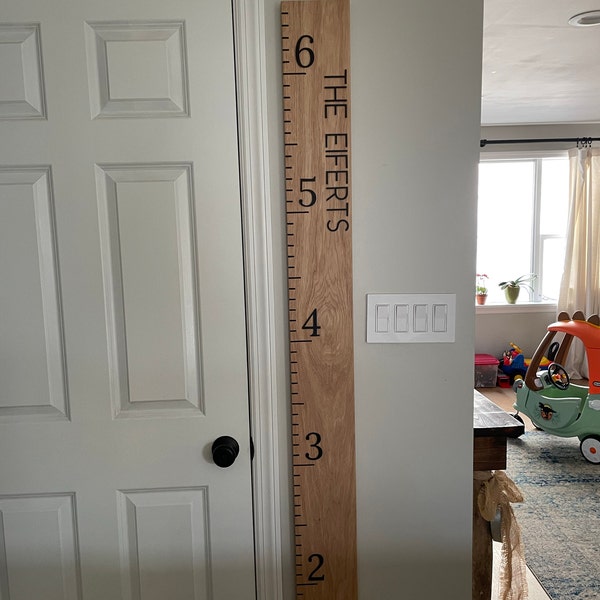 Hickory Growth Chart Ruler 3D Uppercase Font, Wooden Measuring Stick ...