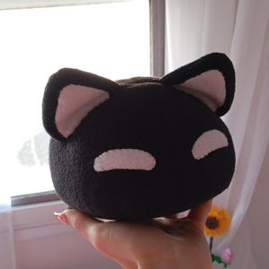 Mewo Omori Plush, Black Cat Handmade, Gamer Gift Plush Toy