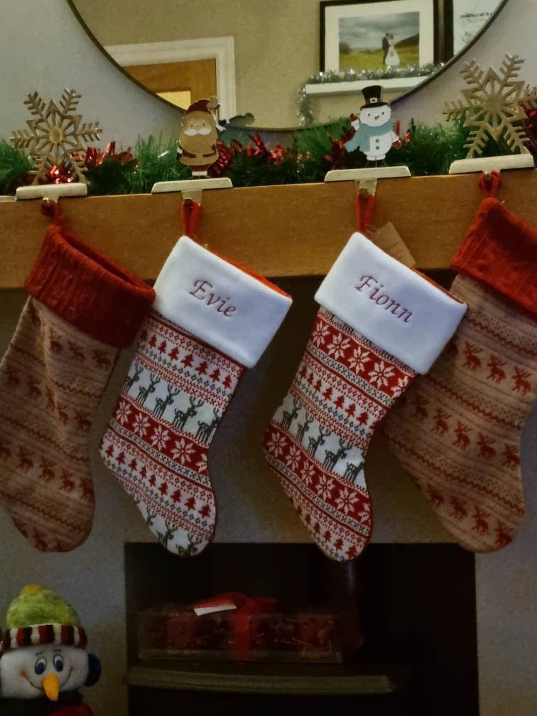 Fairisle Red Stocking - Personalized Christmas Stocking - Reindeer Stocking - Christmas Decor - Kids Christmas Stocking - Monogram Stocki