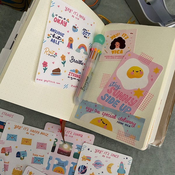 Kawaii Space Sticker Sheet – Cute Planner Journal Stickers - Etsy