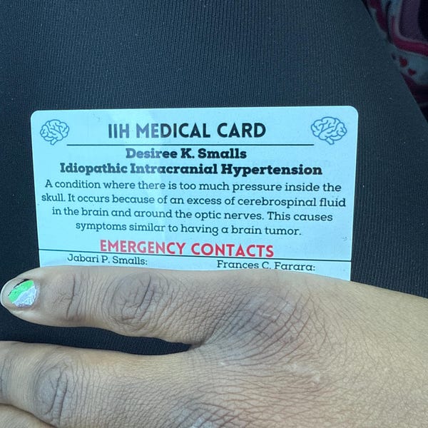 IIH Awareness Medical Alert Card, Iih Warrior, Iih Ribbon, Idiopathic ...