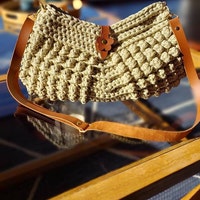 Borsa A Tracolla Lavorata All'Uncinetto Con Cuore | Shopping Bag In Maglia Leggera | Perfetta Per Il Pendolarismo E Il Tempo Libero