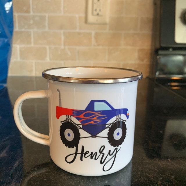 Tuantuyetvoi Back to School Boys First Day of Kindergarten  Monster Truck Cups Acent Coffee Mug 11oz: Coffee Cups & Mugs