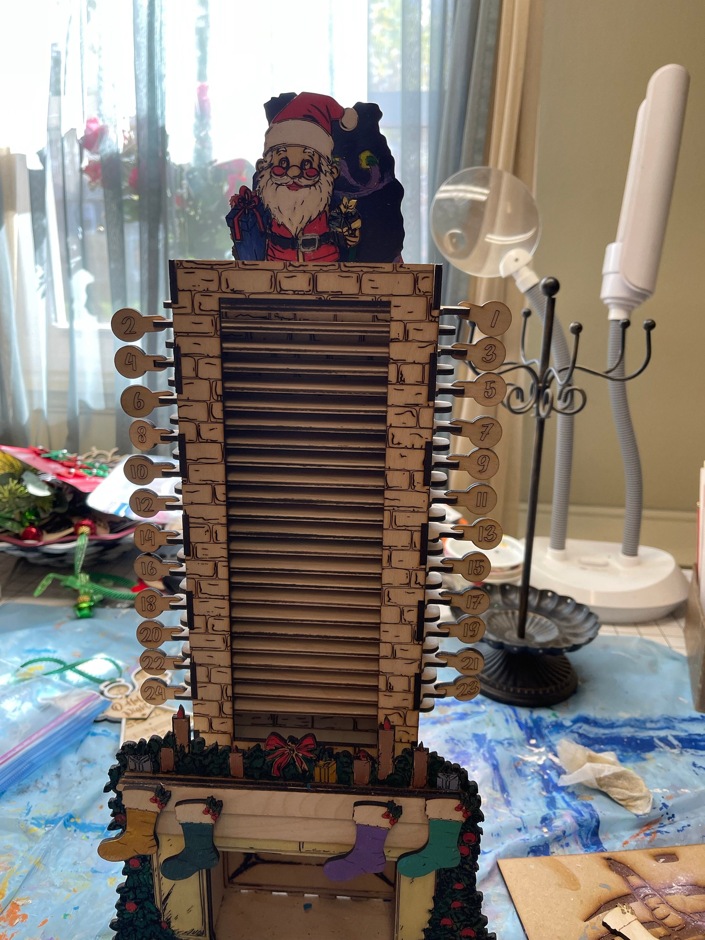 Santa in the Chimney, Christmas Advent Countdown Calendar, Laser Cutting
