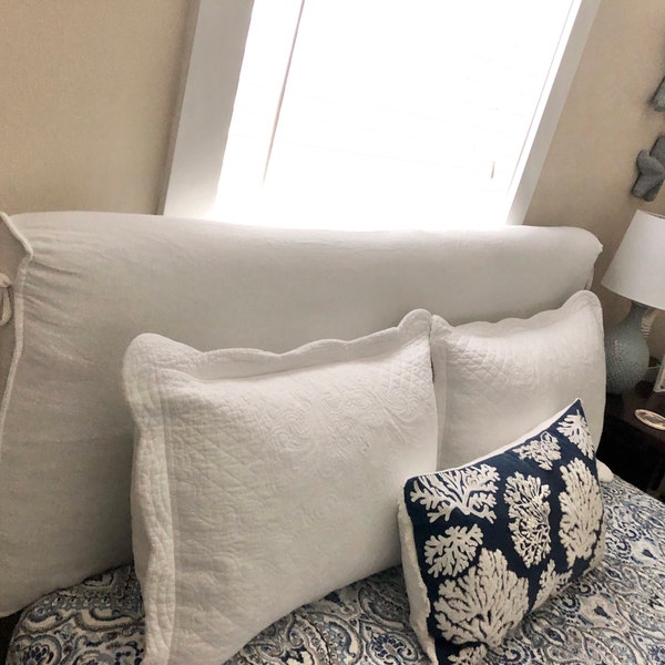 Headboard Slipcover Natural Linen, Custom Made Linen Headboard Cover ...