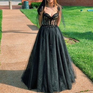 Maxi Corset Dress Black Wedding Dress 
