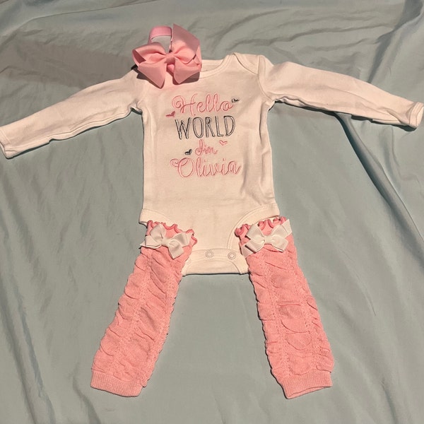 Baby Girl Coming Home Outfit Baby Girl Clothes Hello World Bodysuit ...