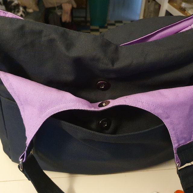 Black Canvas Bag - 3 Compartments, Diaper, Messenger