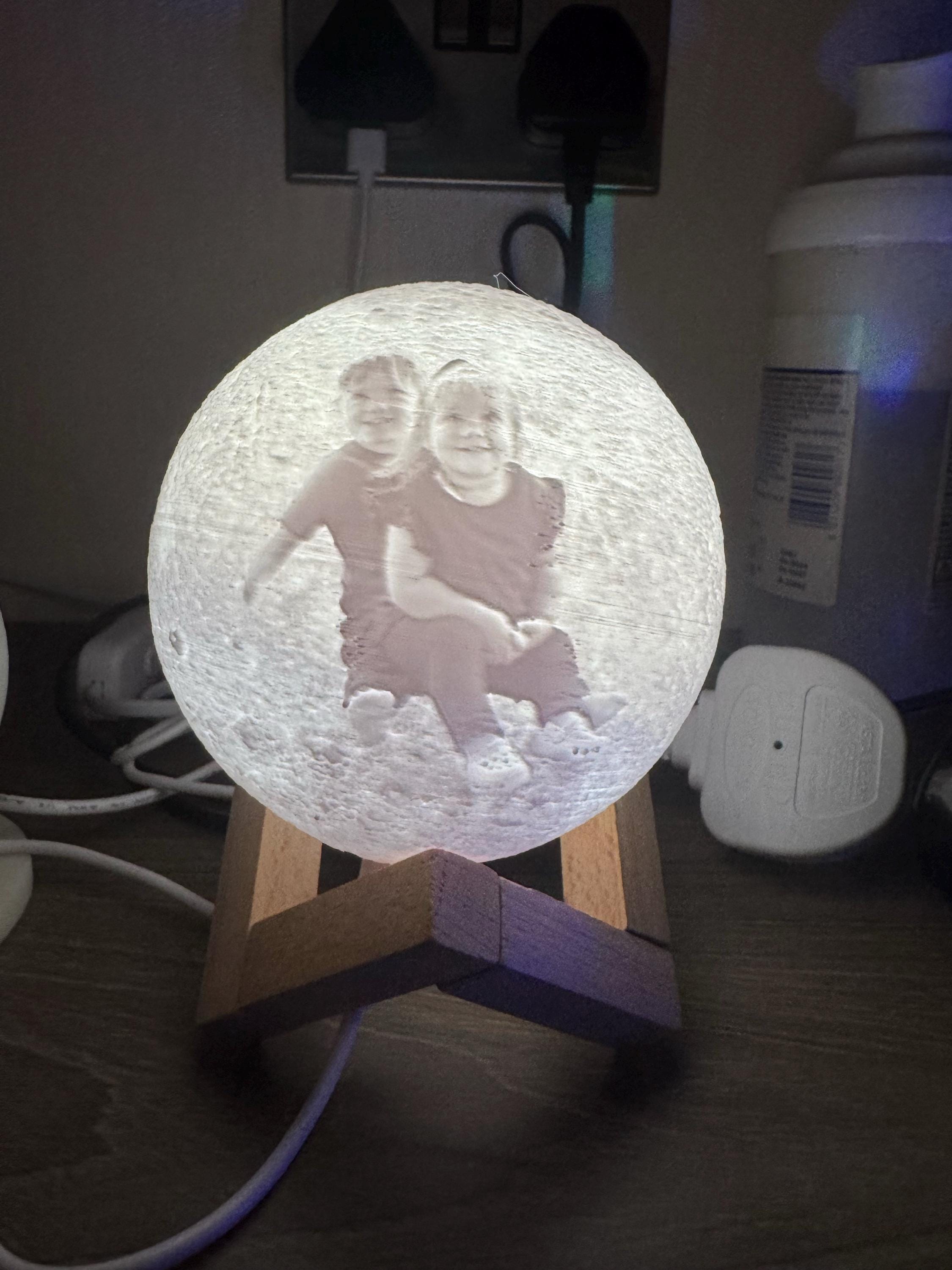 Personalized 3d Photo printed Lunar night Moon Lamp, Custom Photo Lunar Moon Lamp Night Light, Bedside lamp, Couples Gifts,Christmas Gift