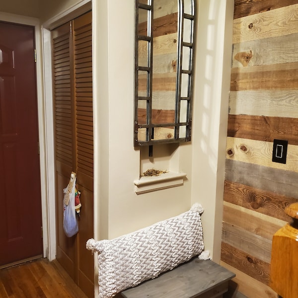 Handmade Solid Wood Entryway Bench: Rustic Pine, Fully Assembled - Etsy - Natural Wood Entryway With White Bench