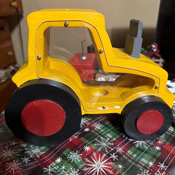 Creative Gifts Red Harvest Tractor Piggy Bank - Ceramic Farm Toy For Kids, 6x6 Inches, Gift Box Included - View #3