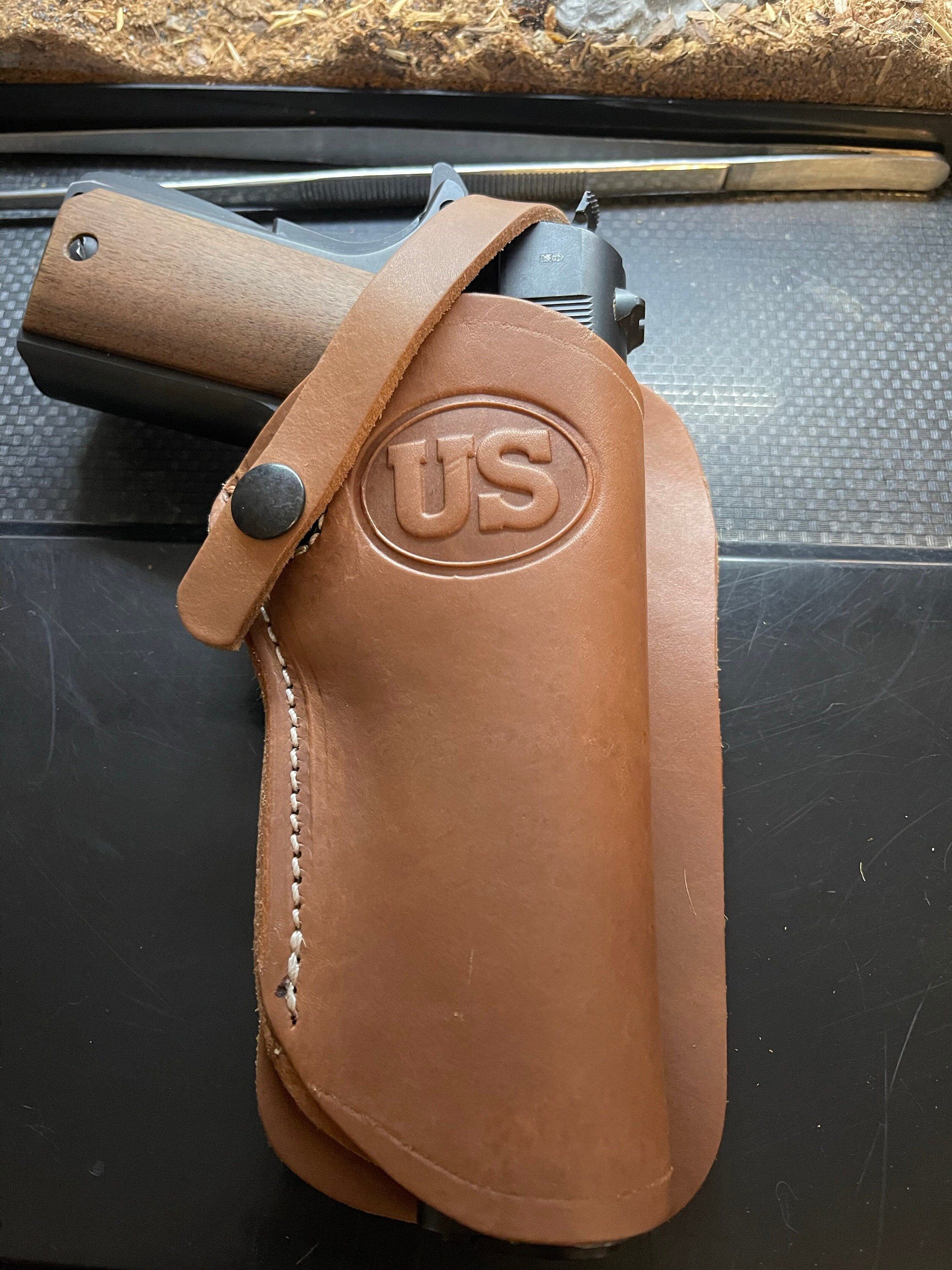 Western Leather Wild Bunch Style Holster Fits Colt Springfield Ruger RIA Remington Taurus 45 Model 1911