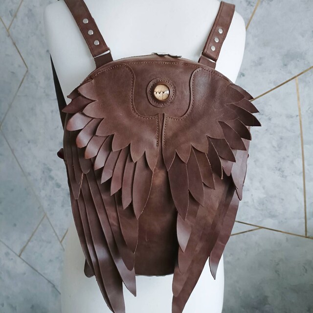 Leather angel wing backpack sale