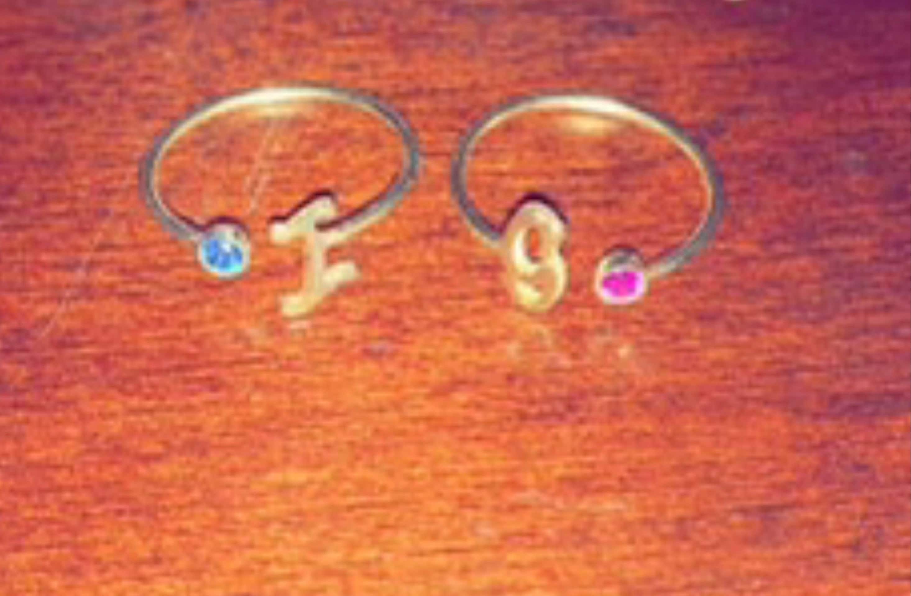 Custom Initial Birthstone Ring • Personalized Sterling Silver Initials Ring • Custom Name Gemstone Mother Ring • Mother Child Ring • RM06F48