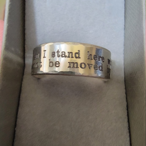 Inspirational Quote Ring Personalized Band Custom Sterling Silver Ring ...