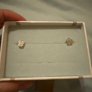 Customer photo, Tiny Four Leaf Clover Studs