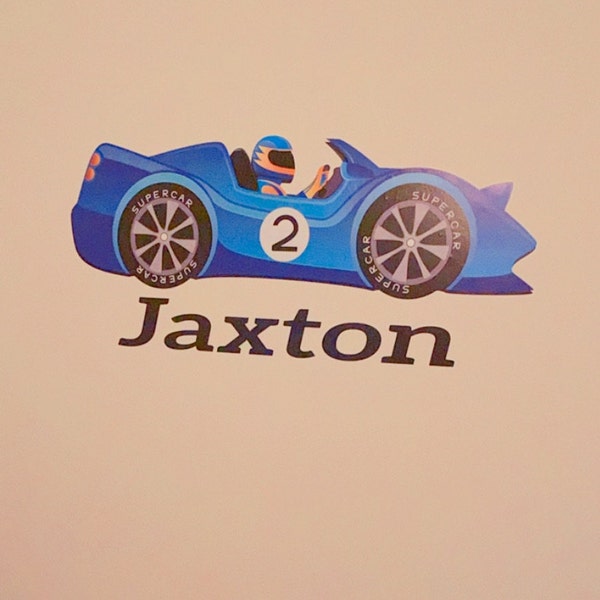 Boys Custom Race Car #3 Name Monogram Decal Nursery Room Vinyl Wall ...
